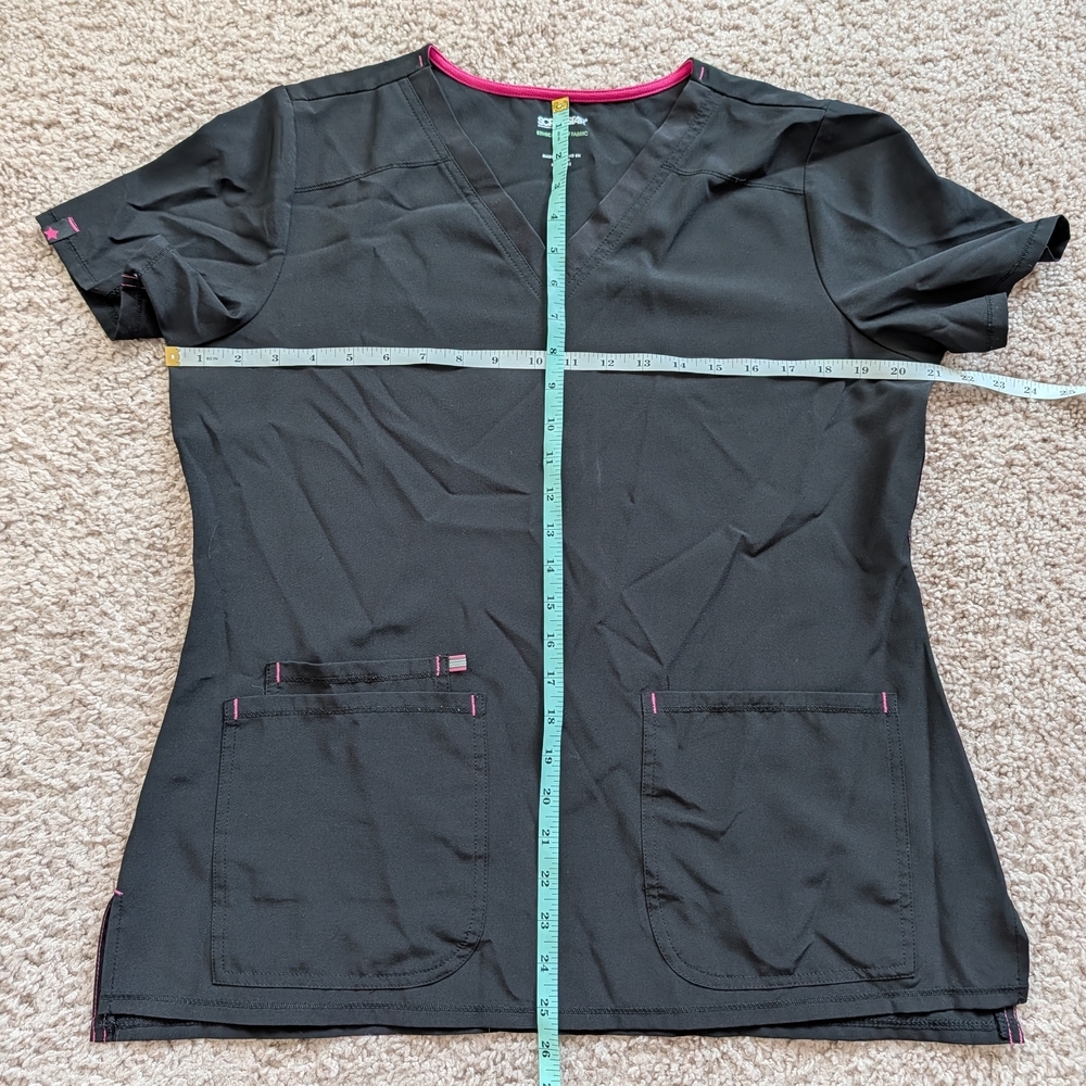 Scrubstar Black V Neck Short Sleeve V-Neck Scrub Top Size Medium - Picture 12 of 15